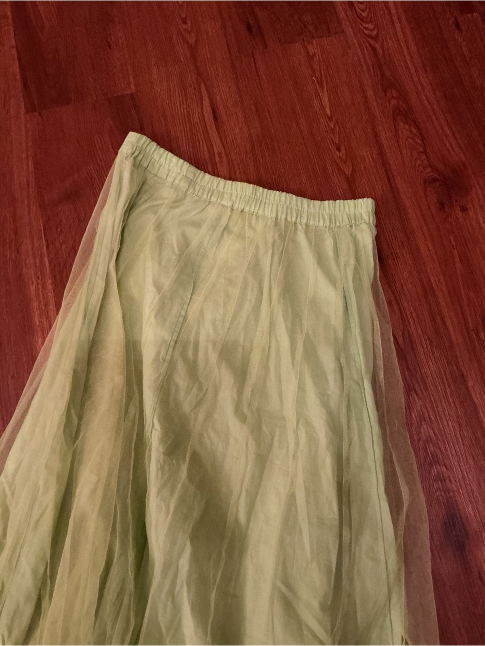 Vintage Light Green A-Line Tulle Overlay Skirt - Picture 3 of 3